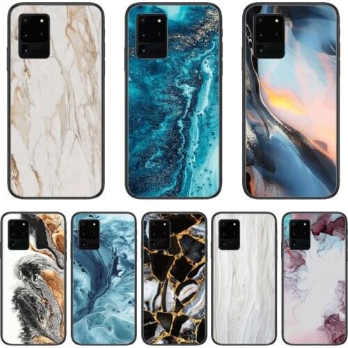 Marble phone case Phone cover hull For SamSung Galaxy S 6 7 8 9 10 20 Plus Edge E 5G Lite Ultra black soft bumper