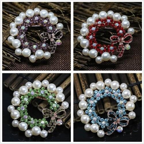 New big round brooches for women 8 colors shell pearl crystal rose gold-color high grade weddings jewelry pins B