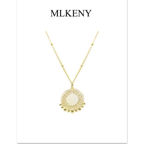 Olive leaf pattern coin choker Necklace 925 Sterling Silver Gothic Gold Chain Collar Largo Colar Feminino necklace For Women