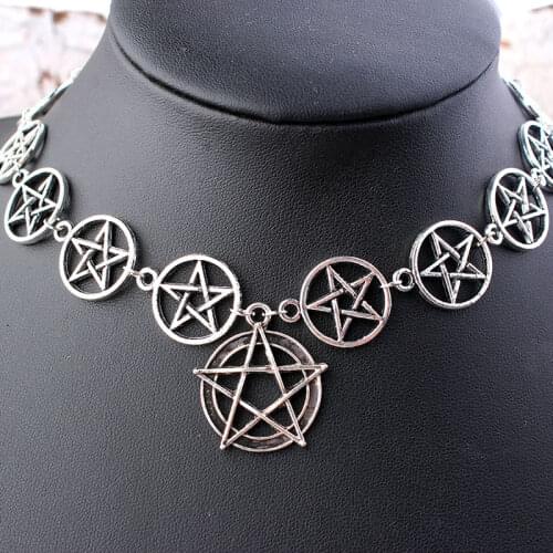 1Pcs Supernatura Pentagram Pendant Religious Wicca Witchcraft Necklace Pagan Hanging L Neck Chain Jewelry For Creative Gifts