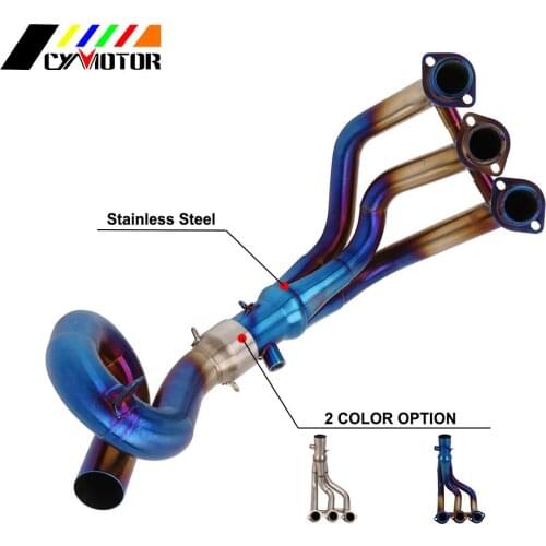 Motorcycle Full Exhaust System Middle Front Exhaust Muffler Link Pipe Slip-on For YAMAHA MT09 MT-09 FZ09 FZ-09 2014-2018