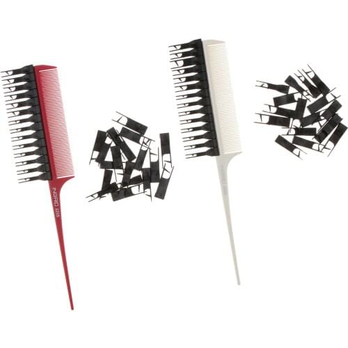 Hair Dyeing Comb Sectioning Highlight Comb Weaving Cutting Brush Salon Hair Coloring Styling Tool with Replace Pins