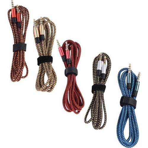 Multicolor Braided 1.5m/3m Jack 3.5mm Male to Male Car Aux Auxiliary Extension Cord Stereo Audio Cable For Phone MP3 IPad 500pcs