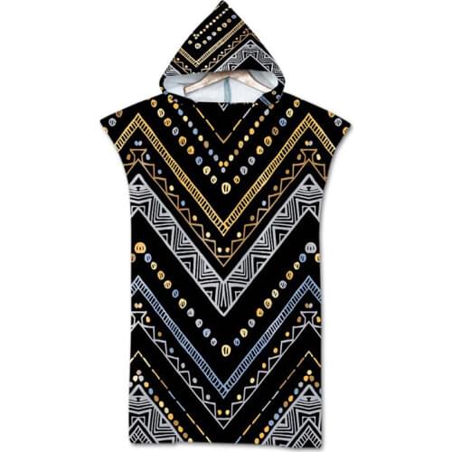 Wearable Hooded Towel Adults Cloak Beach Towel Poncho Geometric Printed Microfiber Swimming Bath Towels Bathrobe Beachwear havlu