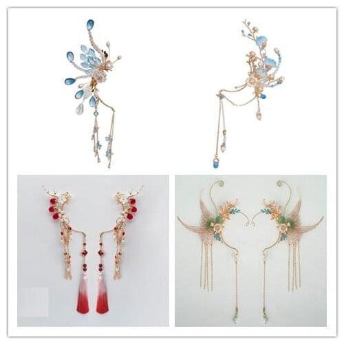 Chinese court pearl Natural stone golden handmade Earrings hanfu dress cheongsam decoration QQJ