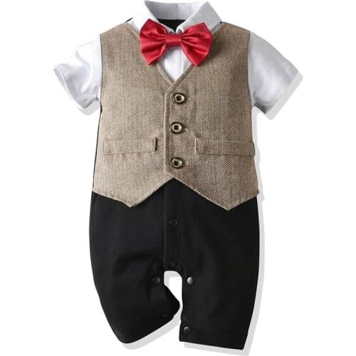 Spring Summer New Baby Jumpsuits Toddler Children Clothes Infant Kids Gentleman Romper Summer Newborn Clothes Short 0 - 2 Years