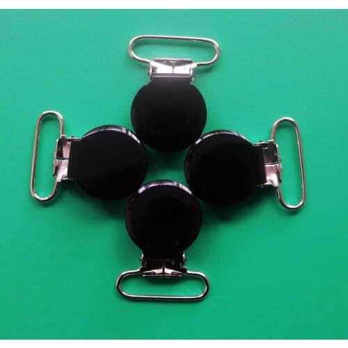 SUTOYUEN 1" 25MM Enamel Black Round Suspender Clips With Plastic Teeth,Metal Pacifier Clip,Garment Clips,630pcs Mix 21 Colors