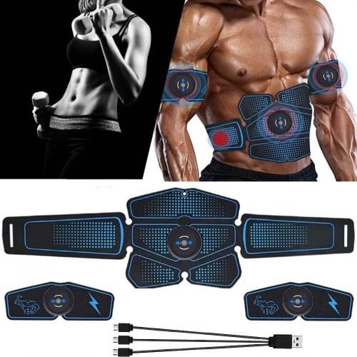 Training Muscle Stimulator Toner Rechargeable Smart Abs Fitness Gear USB Charged Electrostimulation Exercise Equipment Home Gym