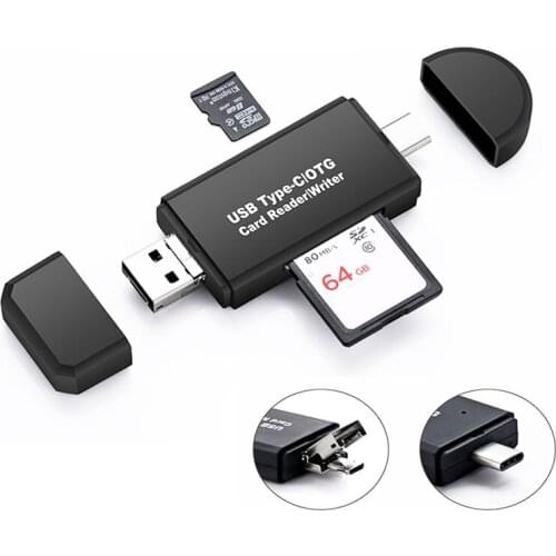 USB3.0 Type C & micro USB 3 In 1 OTG Card Reader High-speed USB Universal TF/SD Card Reader for smart phone Computer Wholesale
