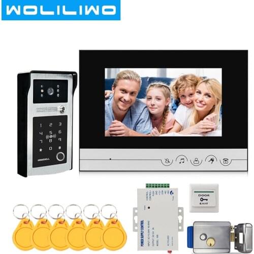 Video Door Phone Intercom System 7 Inch Monitor With RFID Password Unlock Wide angle Camera Door Access for Home Security