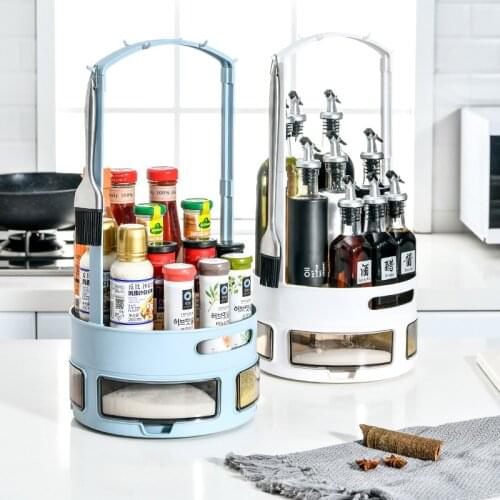 Rotatable Storage Rack Creative Multifunctional Double-Layer Kitchen Seasoning Box Cosmetic Storage Box With Drawer Removable