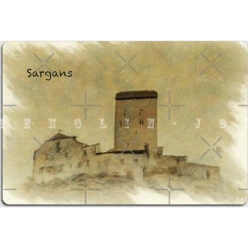 Sargans Castle Digital Oil Painting Metal Sign Wall Pub Wall Retro Wall Decor Tin Sign Poster