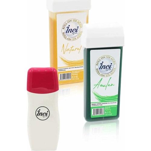 Pearl green and yellow cartridge roll on depilatory 2 PCs + roll on depilatory heating machine, filling in the network, depilation, sugar-free wax, hair removal