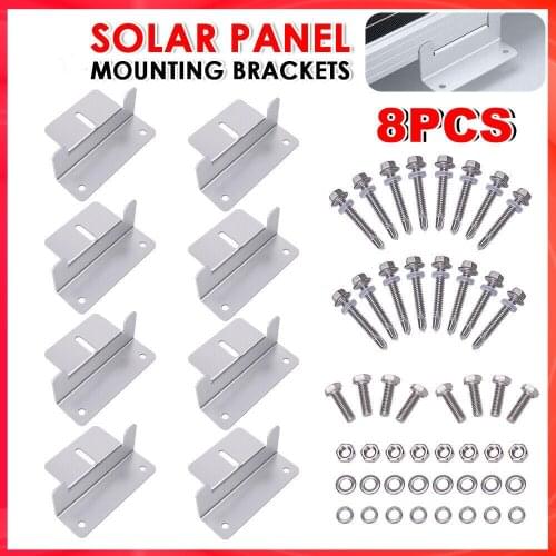 1 Set 8pcs Solar Panel Mounting Brackets Flat Roof Mount Kit Home Car Aluminum Bracket Car Aluminum Bracket Solar System