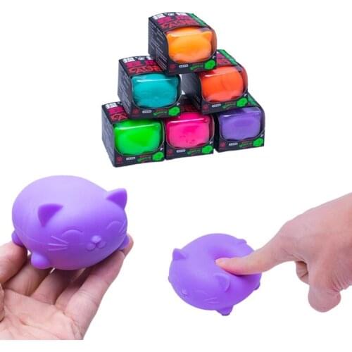 1PC Squeeze Screaming Angry Cat Soft TPR Anti-Anxiety Toy Squawking Hollow Cat Pressure Reduce Novelty Toy for Autism