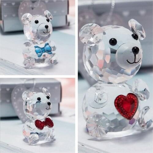 1PCS X Choice Crystal Collection Teddy Bear Figurines Favor in Silver Gift Box Baby Birthday Keepsake Crystal Paperweight