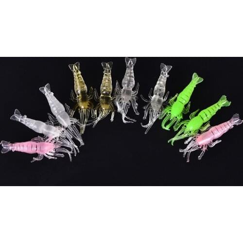 10 Pcs/lot Wholesale Soft Simulation Shrimp Prawn Fishing Lures Hook Tackle Bait Fishing Lures Fishing Tools Random Color