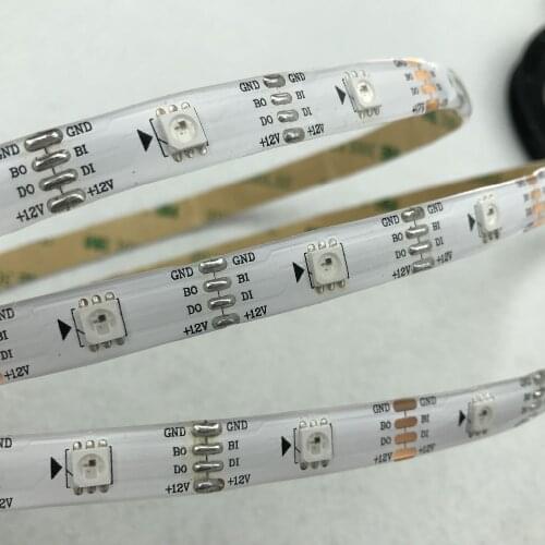 30leds/m;5m WS2815 DC12V addressable full color RGB 5050 LED strip;waterproof in silicon coating;IP65;WHITE PCB