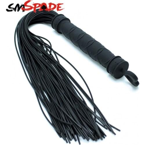 50CM black silicone novelty floggerwhip , latex spanking Black silicone whip sex toys for couple playing adult game BYL13