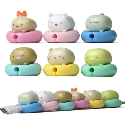 6 Pcs/set Cute Anime Sumikko Gurashi Cable Protector for Phone Usb Cable Organizer Winder Charger Wire Holder Model Figure Toys