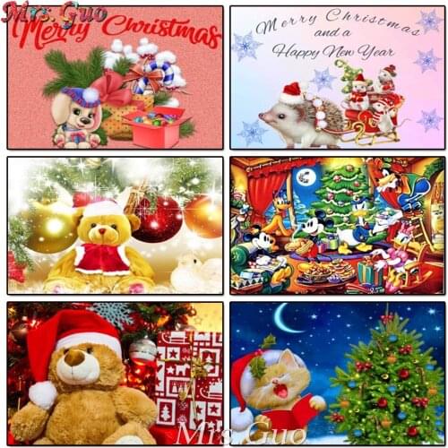 Diamond Painting 5D DIY Christmas Cartoon Animal Bear Doll Dog Cat Hedgehog Diamond Embroidery Cross Stitch navidad Home Decor