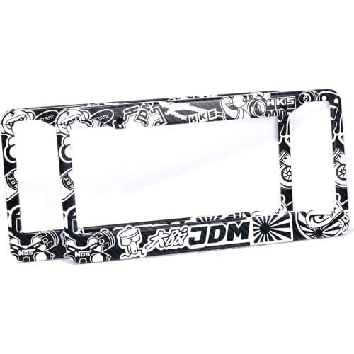 2pcs JDM Bome Graffiti Aluminum License Plate Frame Tag Cover Holder USA/CA Standard