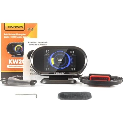 KONNWEI KW206 Car OBD2 HUD Digital Meter Gauge Automotive Smart OBD Speedometer Water Temperature Fuel Pressure Tester
