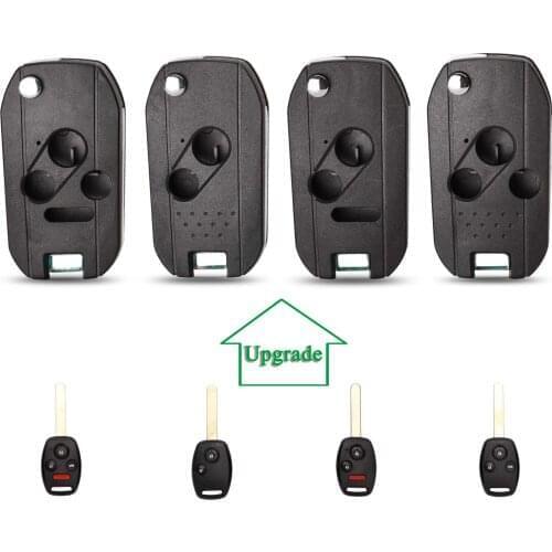 Bilchave Modified For Honda Odyssey Rigeline Accord CRV Civic FOB 2/3/4Button Flip Remote Car Key Shell With Blade Replacement
