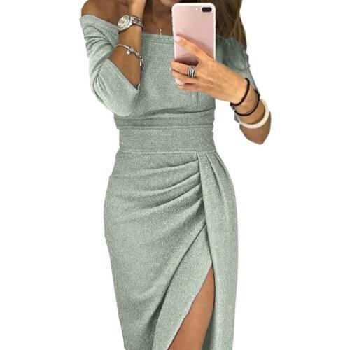 New Style Dress Strapless Split Long Dress Party Strapless Casual Womens Light Evening Dress
