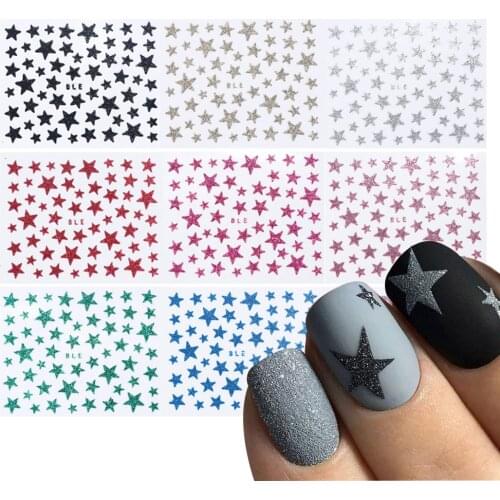1 Sheet Glitter Shiny 3D Nail Slider Stars Stickers DIY Decoration Transfer Adhesive Colorful Nail Art Tips Manicure 2019 New