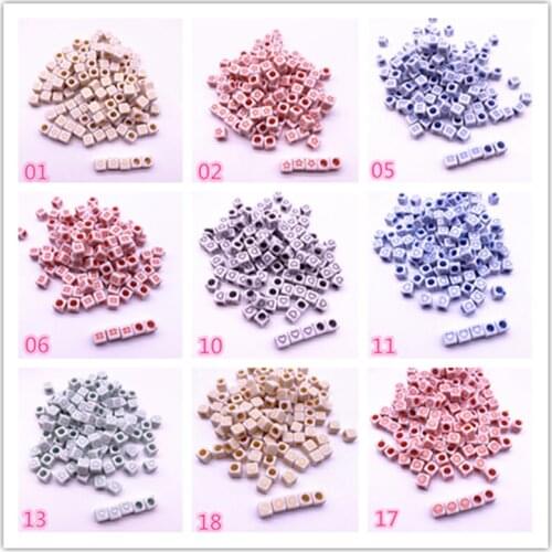 NEW 50pcs/lot 7mm Love/Stars Alphabet Letter Acrylic Cube Beads for Jewelry Making DIY Bracelet Accessories