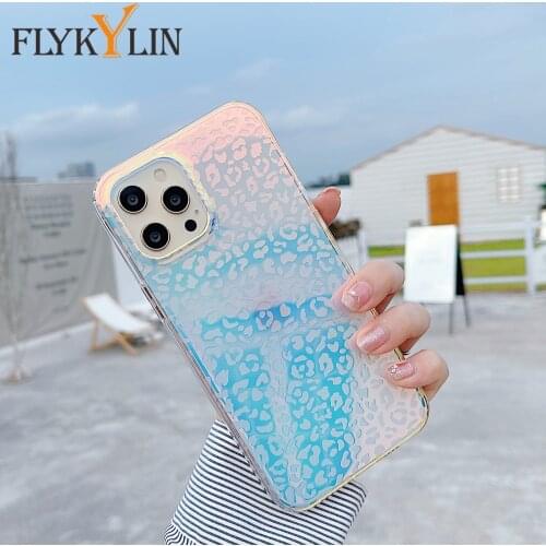 INS Cool Leopard Print Laser Phone Case For iPhone 12 Pro Max 11 Pro Max X XS XR 7 8 Plus SE2020 Translucent Soft IMD Cover Capa
