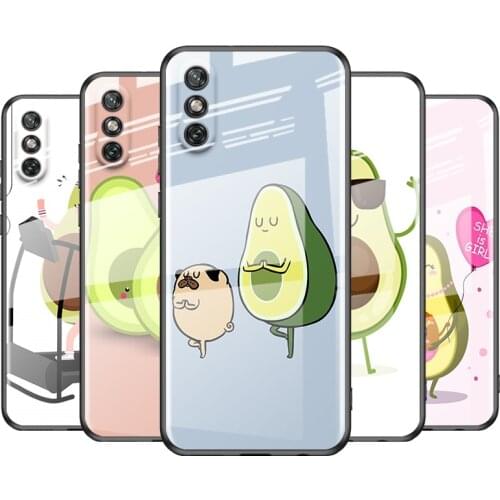 Tempered Glass Cover Cute Cartoon Avocado For Huawei Y6 Y7 Y9 Y5P Y6P Y8S Y8P Y9A P Smart Z 2019 2020 2021 Phone Case