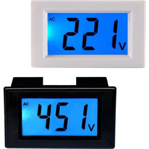 Black and White AC 80-500V LED Digital Voltmeter Voltage Meter Volt Instrument Tool 2 Wires Blue Display 380V 220V no back cover
