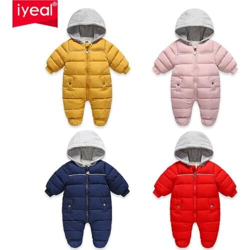 IYEAL Cold Winter Newborn Baby Boy Romper Girls Ropa Babies With Hooded Long Sleeve Thicken Windproof Coats Toddler Outerwear