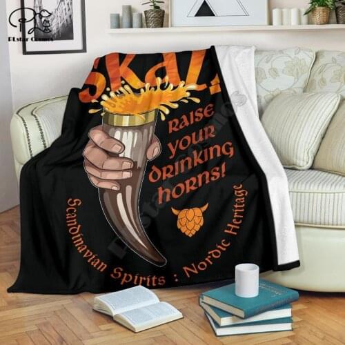 Polynesian style SKAL VIKING Fleece Blanket 3D printed Sherpa Blanket on Bed Home Textiles Dreamlike HOME ACCESSORIES