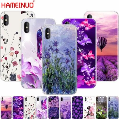 HAMEINUO Simple lavender Purple flowers design cell phone Cover case for iphone X 8 7 6 4 4s 5 5s SE 5c 6s plus