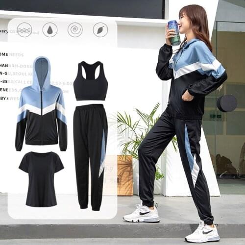 Yoga Set 2021 Autumn Workout Set Tracksuit Women Gym Wear Sports Fitness Suit Sportswear Long Sleeves With Sport Bra And T-shirt