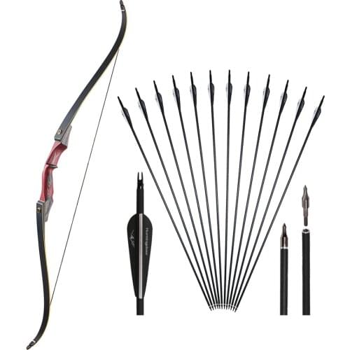 Recurve Bow and Arrows Set Right Hand Target Shooting for Adults Archery Takedown Bow Hunting Practice Protective Gear Kit