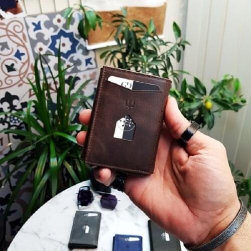 Prague Mechanism Genuine Leather Wallet, Made in Turkey