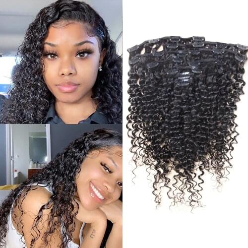 Kinky Curly Clip In Human Hair Extensions For Black Women Deep Wave Clip In Extensions 10-30 Inch Brazilian Remy Hair 100g/Set