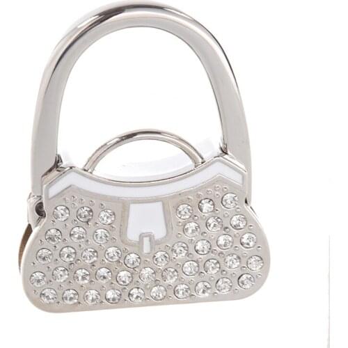 Metal Rhinestone Folding Handbag Purse Table Hook Hanger Holder