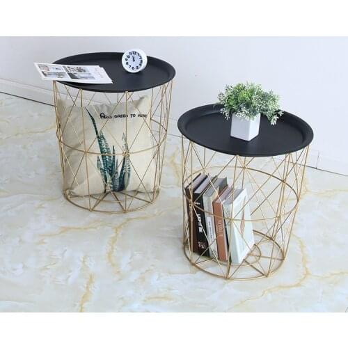 Metal Coffee Table Living Room Sofa Side Table Storage Basket Tea Desk Console Table Minimalist Furniture Tv Tray