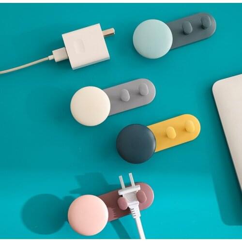 1Pcs Hole-free Non-marking Hook Multifunctional Household Wire-wound Plug Hook Debris Storage Rack