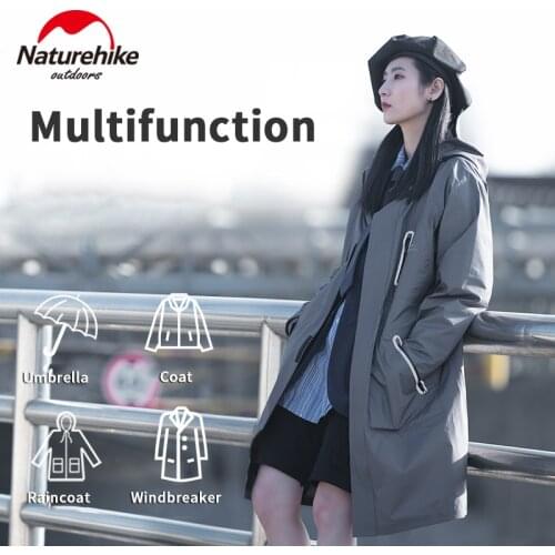 Naturehike Ultralight Fashional Long Loose Hooded Raincoat Functional Windbreaker Rainstorm Waterproof Nylon Hiking Raincoat
