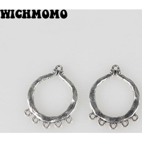 New 32MM Round Porous Linker 10pcs/lot Retro Hollow Out Zinc Alloy Tassel Loop for DIY Necklace Connectors Charms Gifts