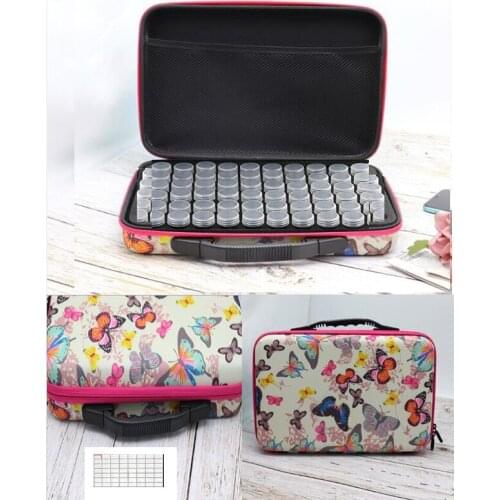 New 60 bottles of diamond painting accessories container storage bag box suitcase diamond embroidery tool butterfly handbag