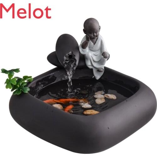 Personalized and Creative, Master Handmade Ceramic Flowing Water Feng Shui Ornaments Home Office Living Room Table Decoration