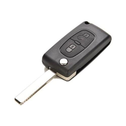 Plastic Remote Car Key Case Cover Key Shell Replacement For PEUGEOT 207 307 308 2 Button Folding Key Shell