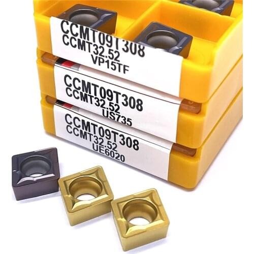 10PCS CCMT09T304/308 VP15TF/UE6020/US735 Carbide Inserts Blade for Lathe Turning Tool Cutter CNC Machine